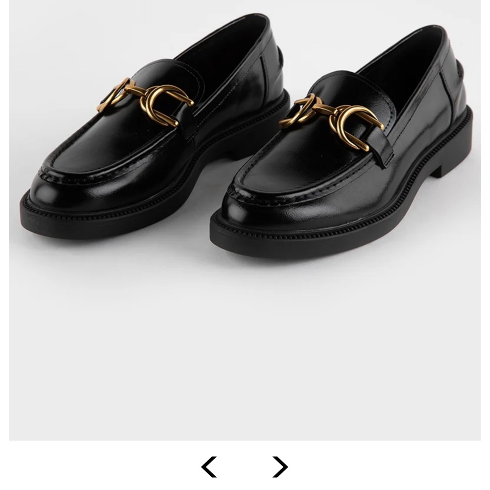 Black Leather Loafers with Gold Buckle - “Swamie” Loafers